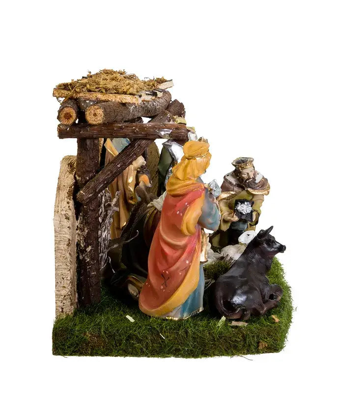 Nativity Set W/8 2-3.25"Figs+4.5x7"Stabl