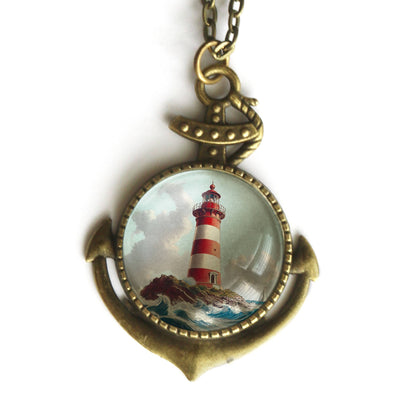 Deep Sea Lighthouse in Bronze Anchor Pendant