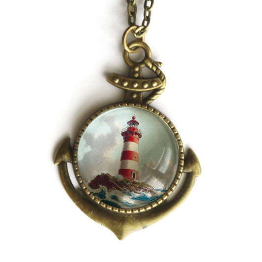Deep Sea Lighthouse in Bronze Anchor Pendant