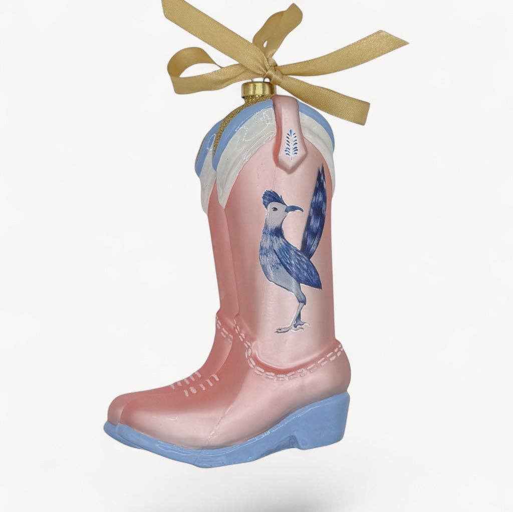 Pink Cowboy Boots & Roadrunner Texas Christmas Ornament | Texan Christmas 2026 Edition
