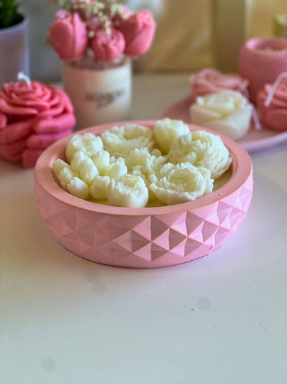 Huge Botanical Candle in Gypsum Vessel 2 1/4x8in