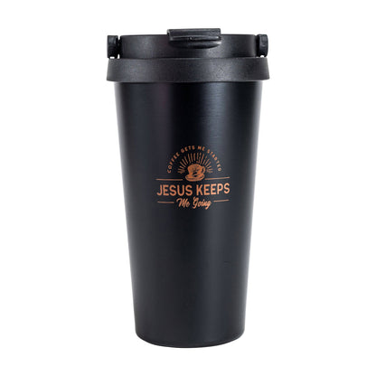 Divinity Boutique - Travel Mug - Jesus Keeps Me Going - Copper Ink/Black Mug