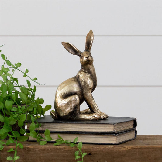 Sitting Brass Tone Rabbit -