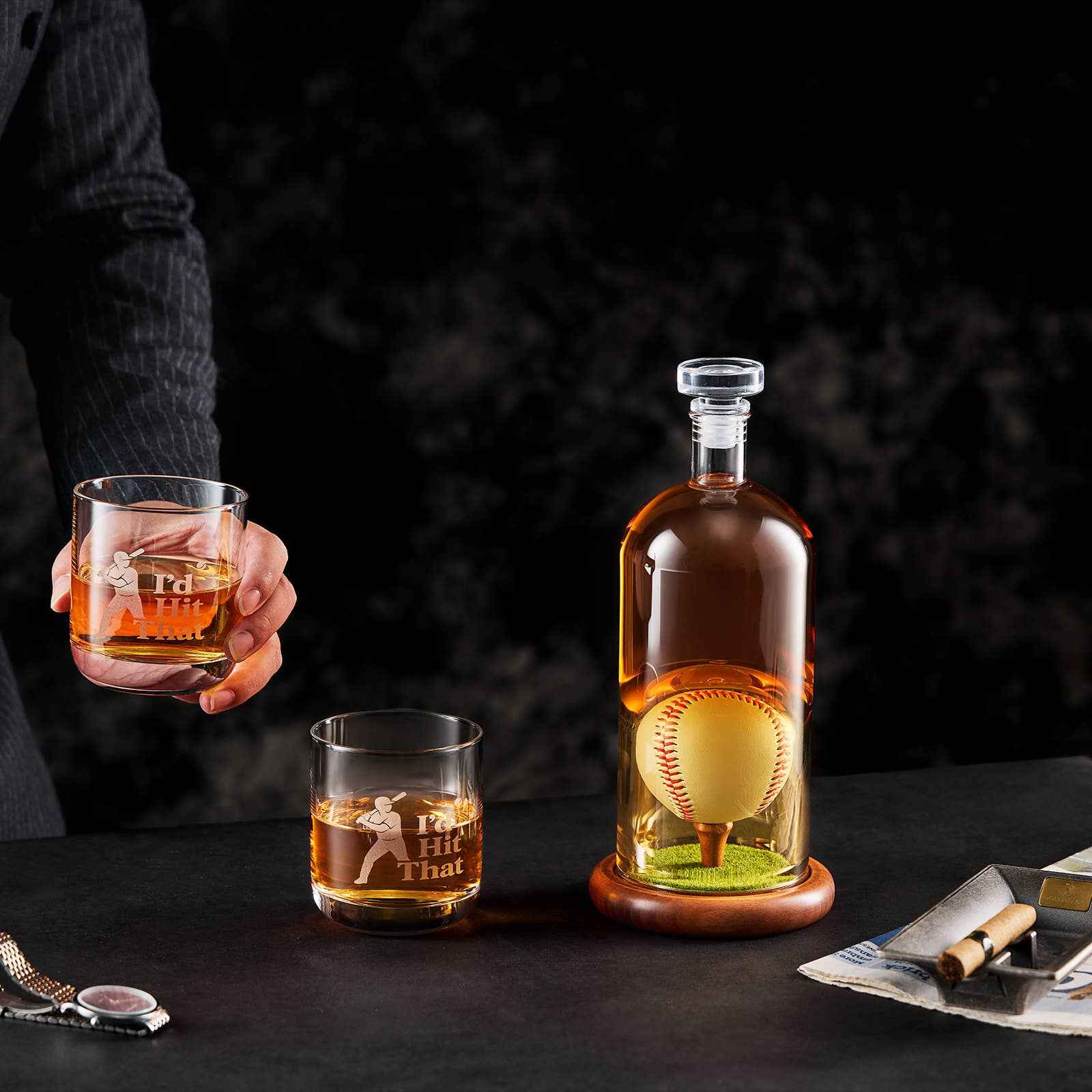 Baseball Whiskey Decanter Set - Funny Baseball Gifts for Men