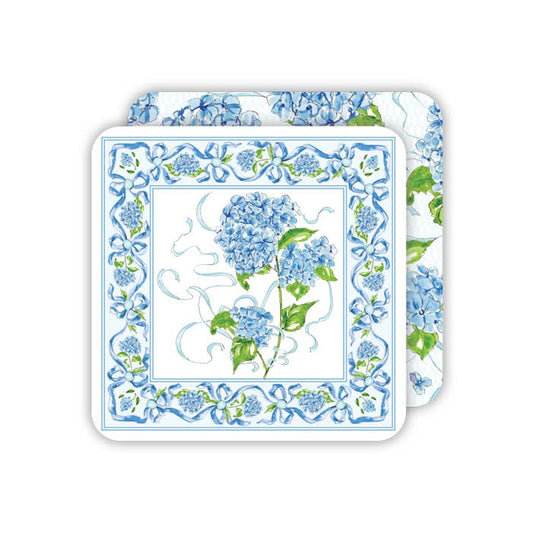 Garden Party Blue Hydrangea Square Coaster -RosanneBeck Collections