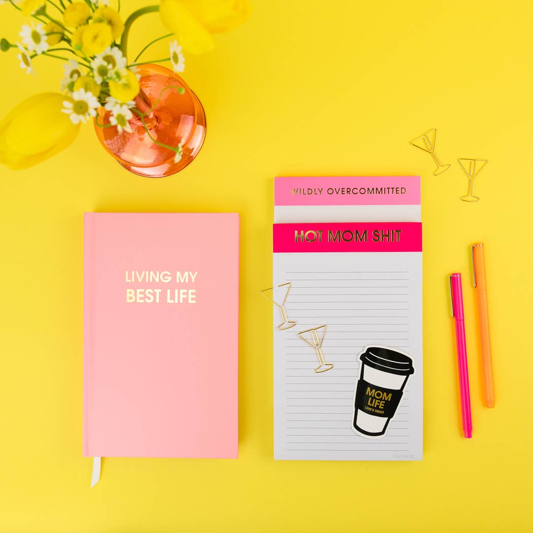 Chez Gagné - Wildly Overcommitted - Lined Notepad - Bright Pink - 65 perforated pages - 5x8