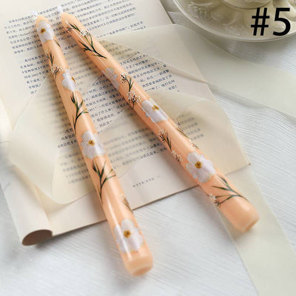 Velas Meta - Vela navideña sin humo de tallo largo con estampado floral de 25 cm