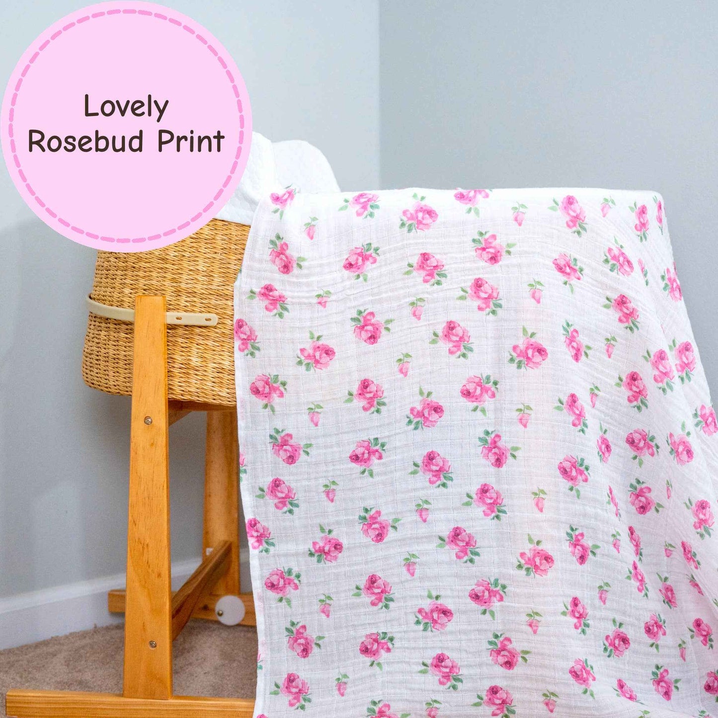 LollyBanks - Rose Buds and Blooms Baby Muslin Swaddle Blanket