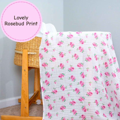 LollyBanks - Rose Buds and Blooms Baby Muslin Swaddle Blanket