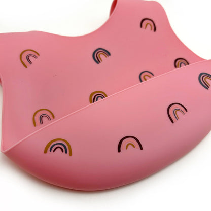 Rainbow Silicone Bucket Bib - Rose