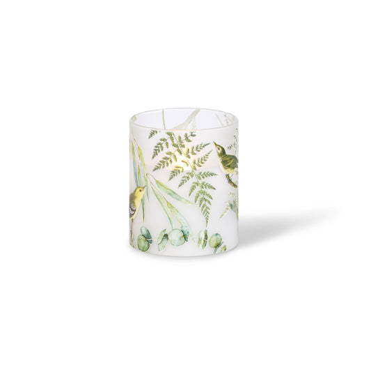 Hand-Poured Wax Candle w/ floral & bird