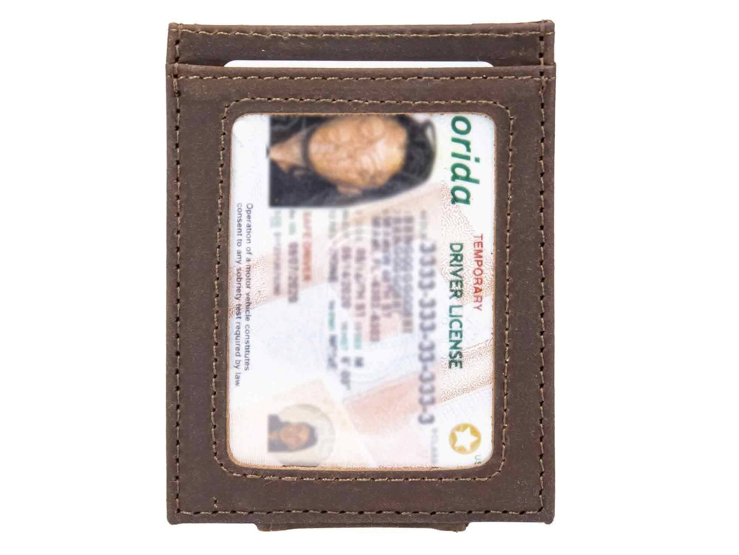Redfish Magnetic Leather Slim Wallet: Crazyhorse Brown