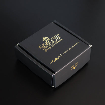 Coaster Set GOLF, NEW Premium Black with Gold Designs