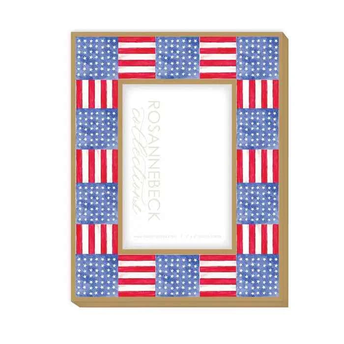Stars and Stripes Quilt Pattern Frame 4x6-White