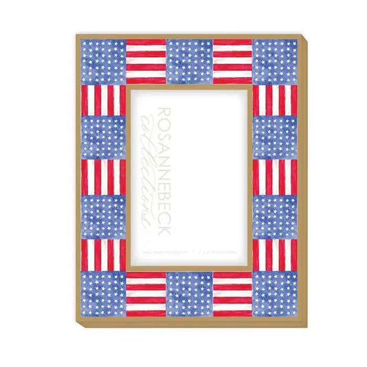 Stars and Stripes Quilt Pattern Frame 4x6-White