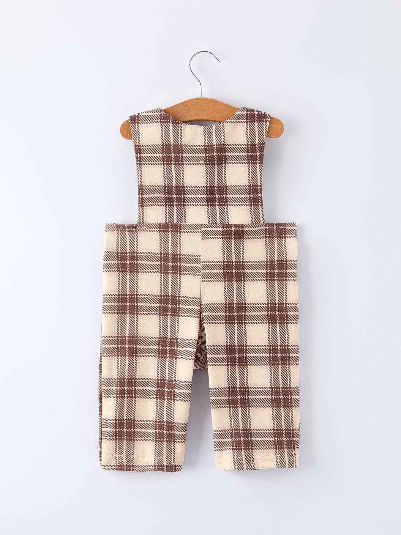 Western Horse Embroidered Smocked Plaid Baby Boy Romper: 3M
