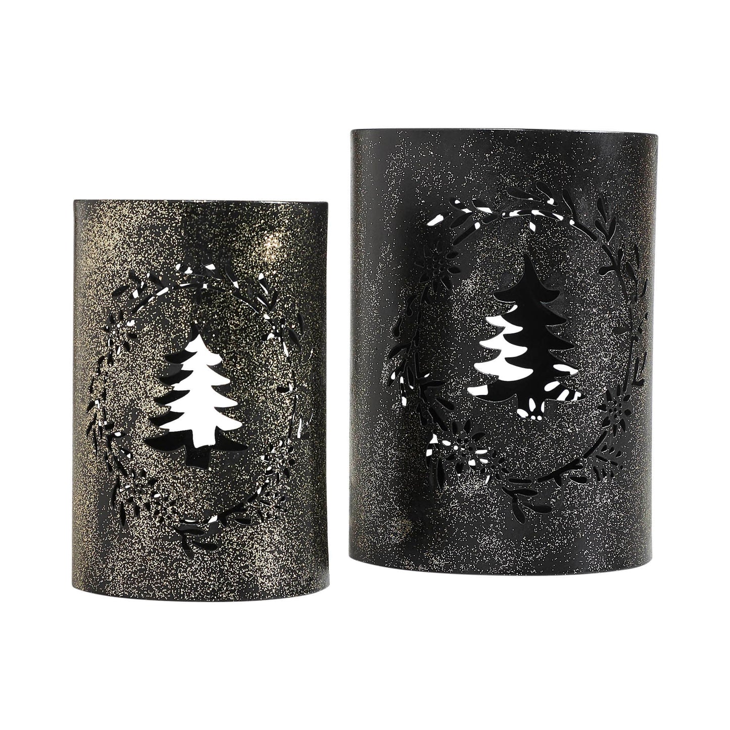 Votive Candle Holder Christmas Tree Wreath Set of 2