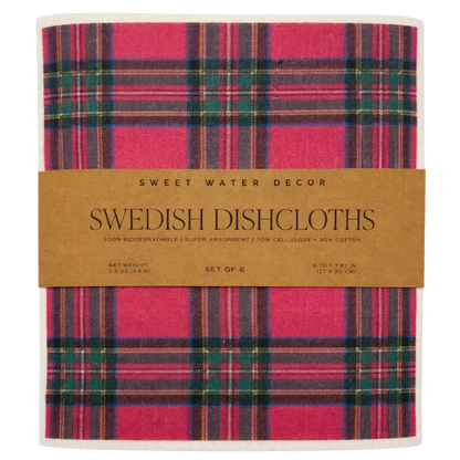 Holiday Pattern Swedish Dishcloths, Set of 6