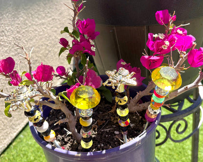 Bumblebee Fairy Garden Beaded Plant Stakes : 13 inch
