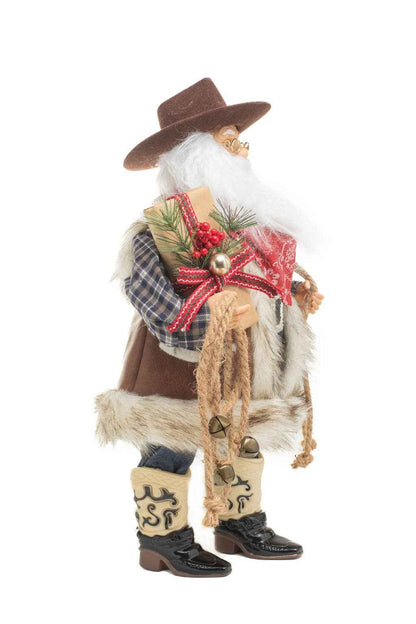 Brown/Blue Wild West Santa Figurine