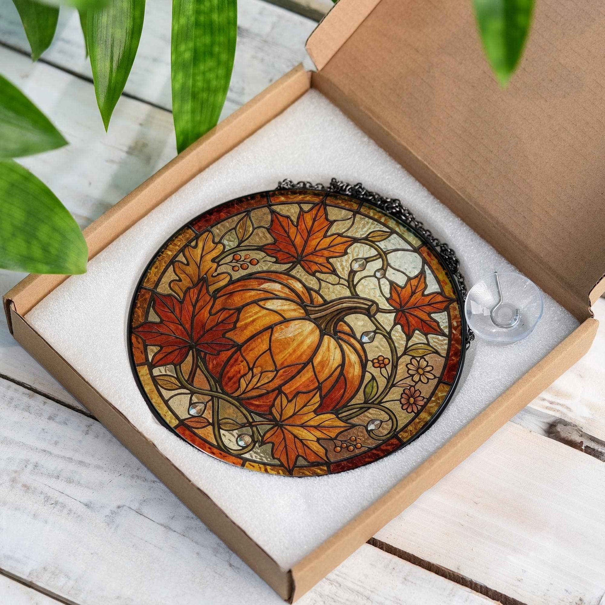 Fall Pumpkin Suncatcher, Style Autumn Maple Leaf Suncatcher