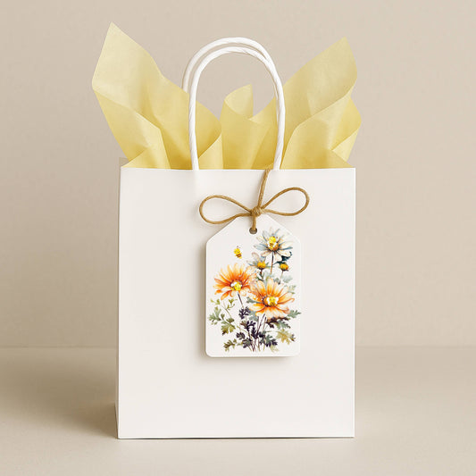 Daisy and Bees Gift Tag Set of 8 Tags with Rustic Twine