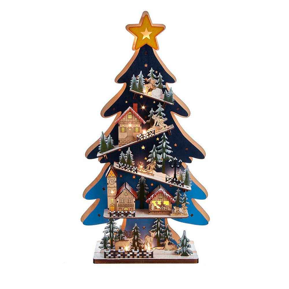 23.6"B/O LIT LED TREE W/VLG SCENE
