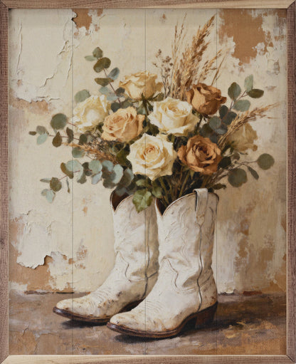 Wild White Roses In Boots