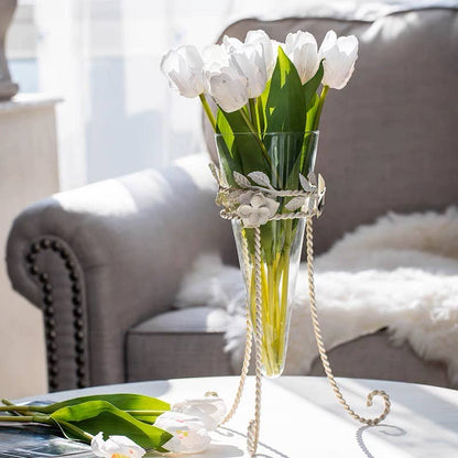Vagabond Vintage - Glass Flower Vase with Metal Stand