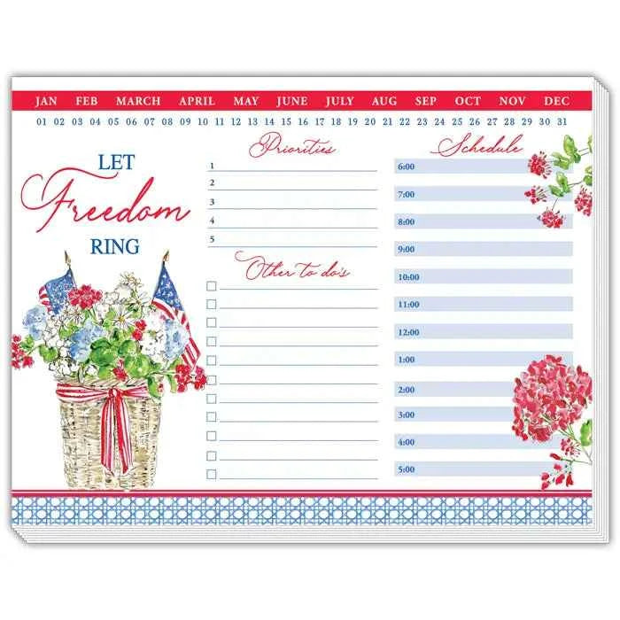 Patriotic Flowers and Flags in Planter Desk Planner
