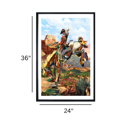 3D Collage Art | Cowboy on Bronc (36"x24")