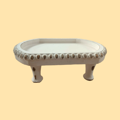 Alessandra Oval White Riser W/ Beads