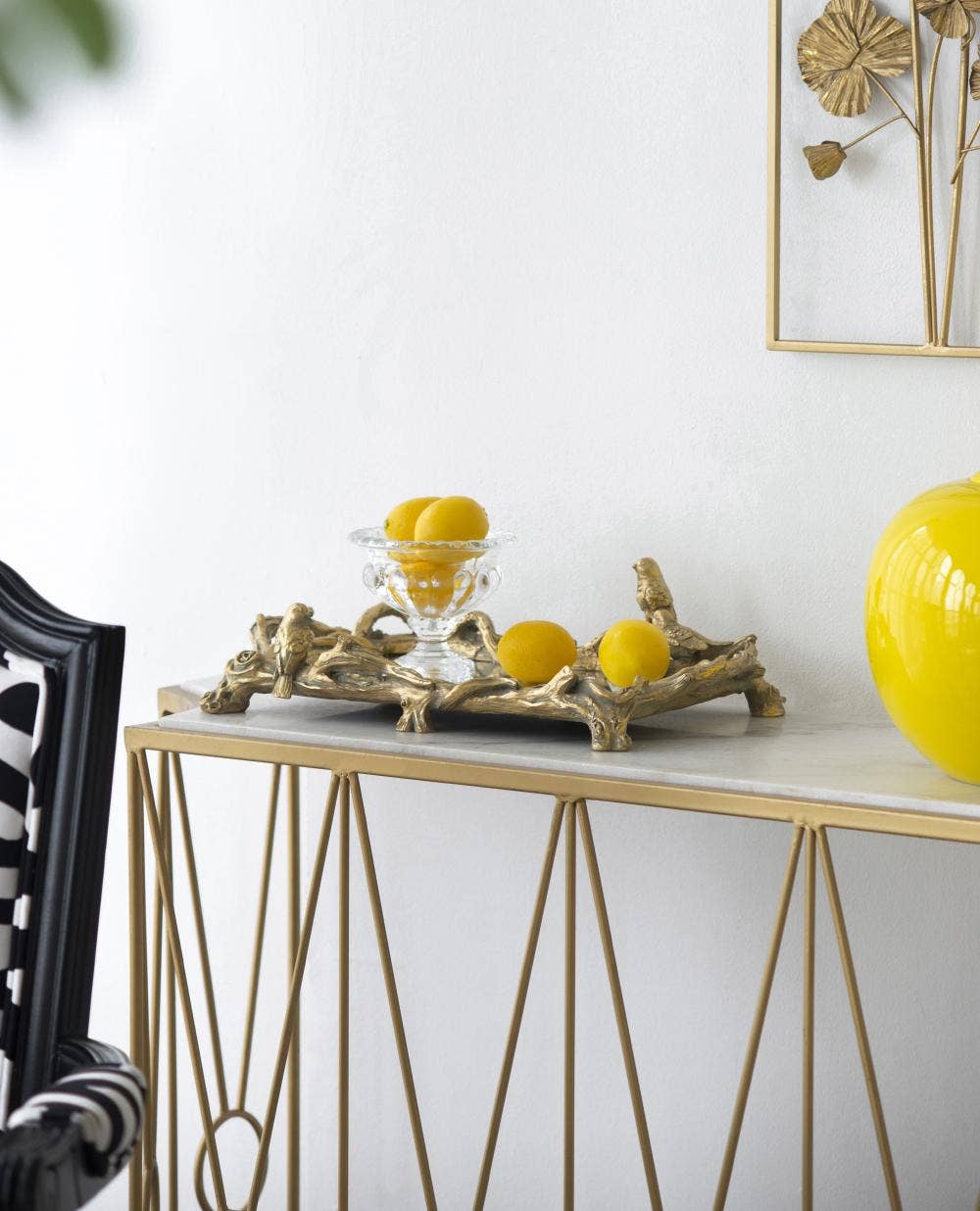 Gold Bird Mirrored Tray