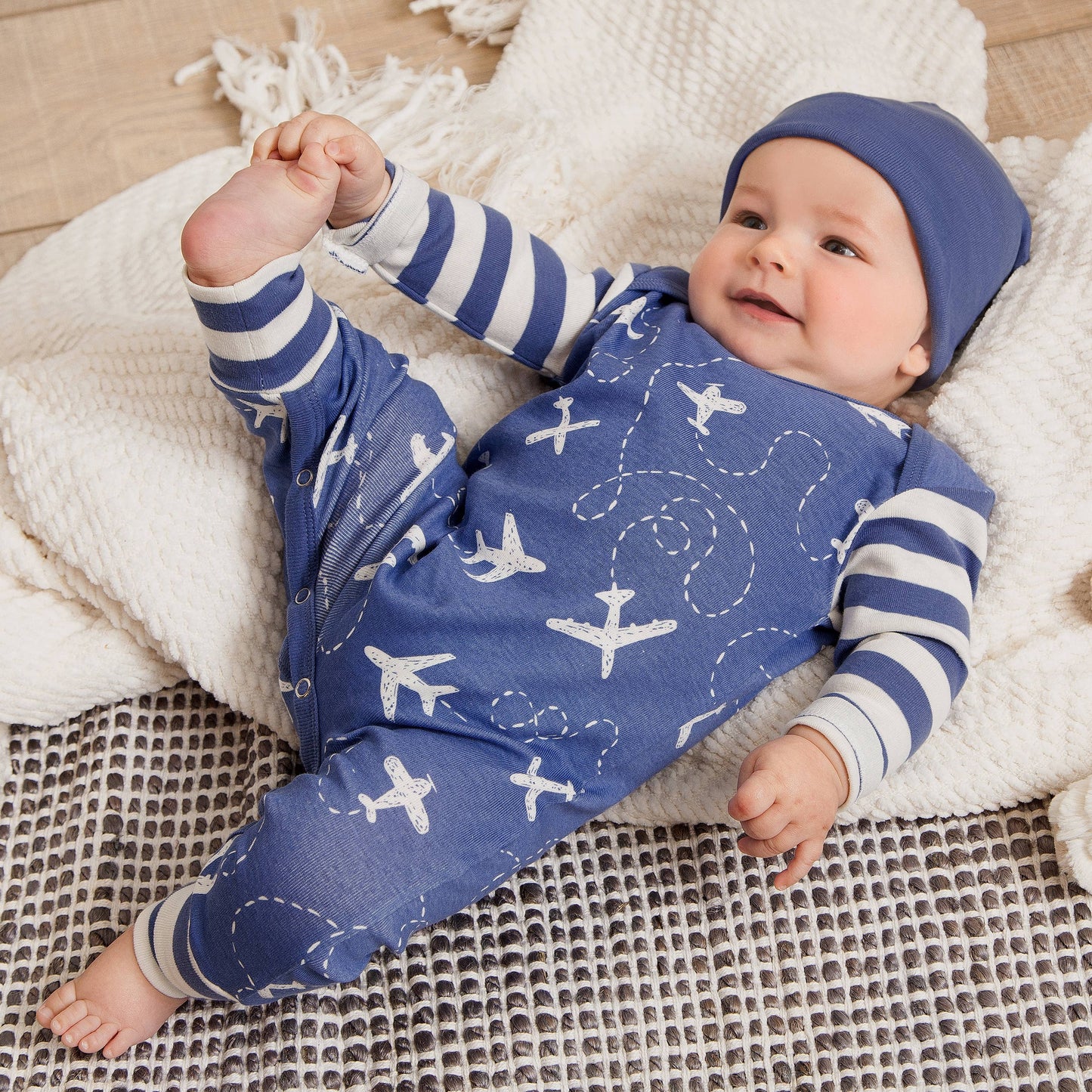 Baby Boy's Airplanes Cotton Romper