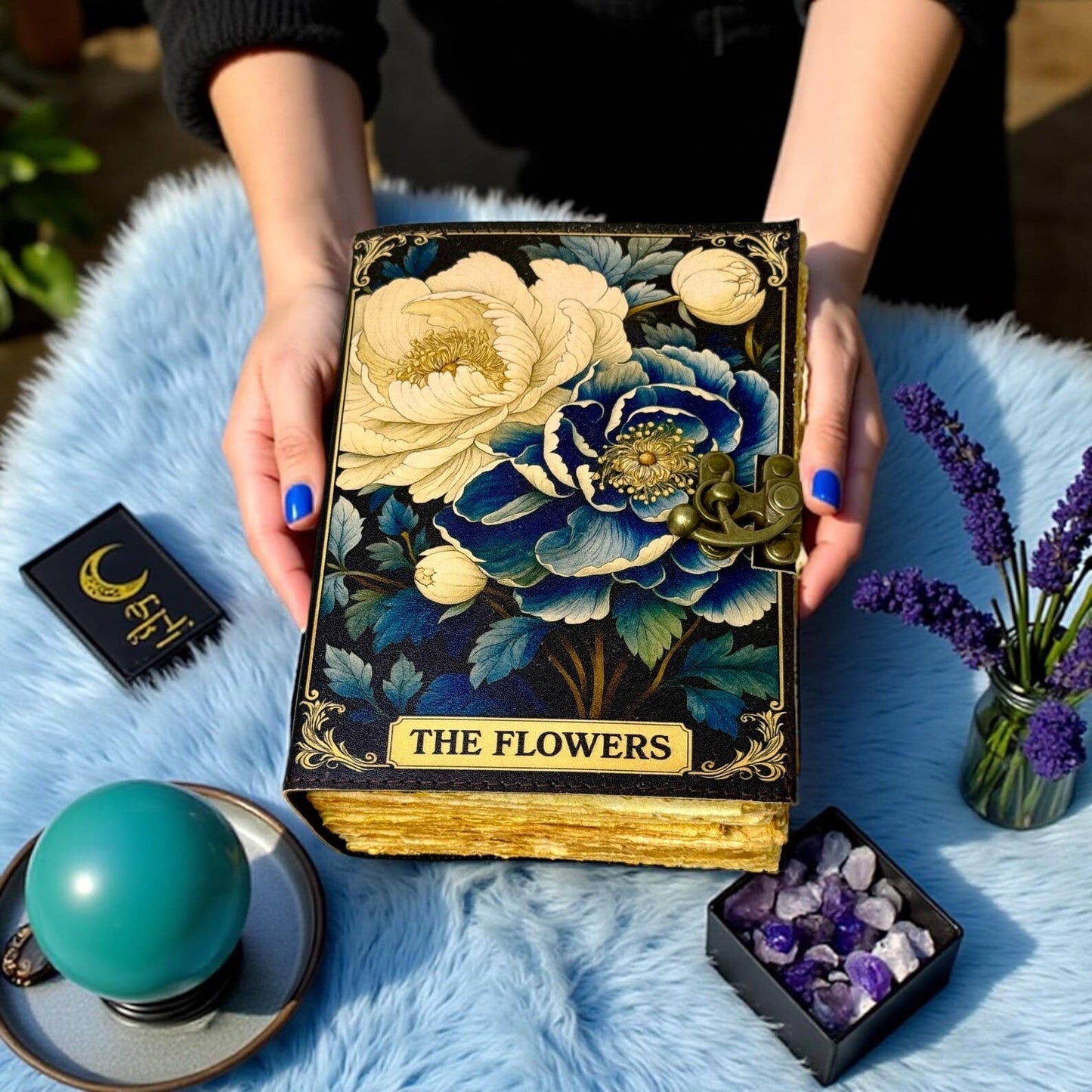 Personalized Floral Grimoire Handmade Leather Book of Shadow