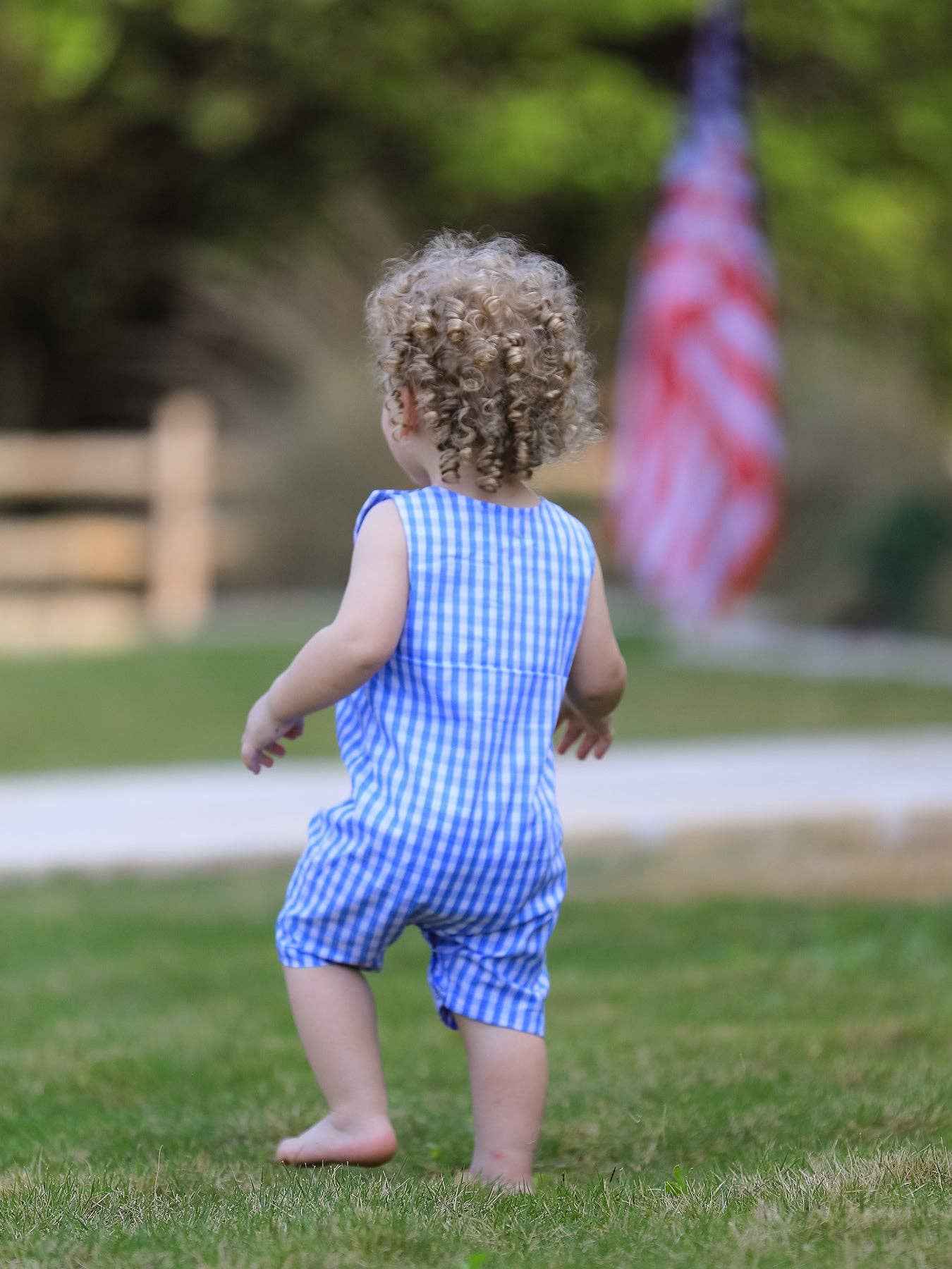 4th of july Flag Embroidery Smocking Boys Romper: 3M