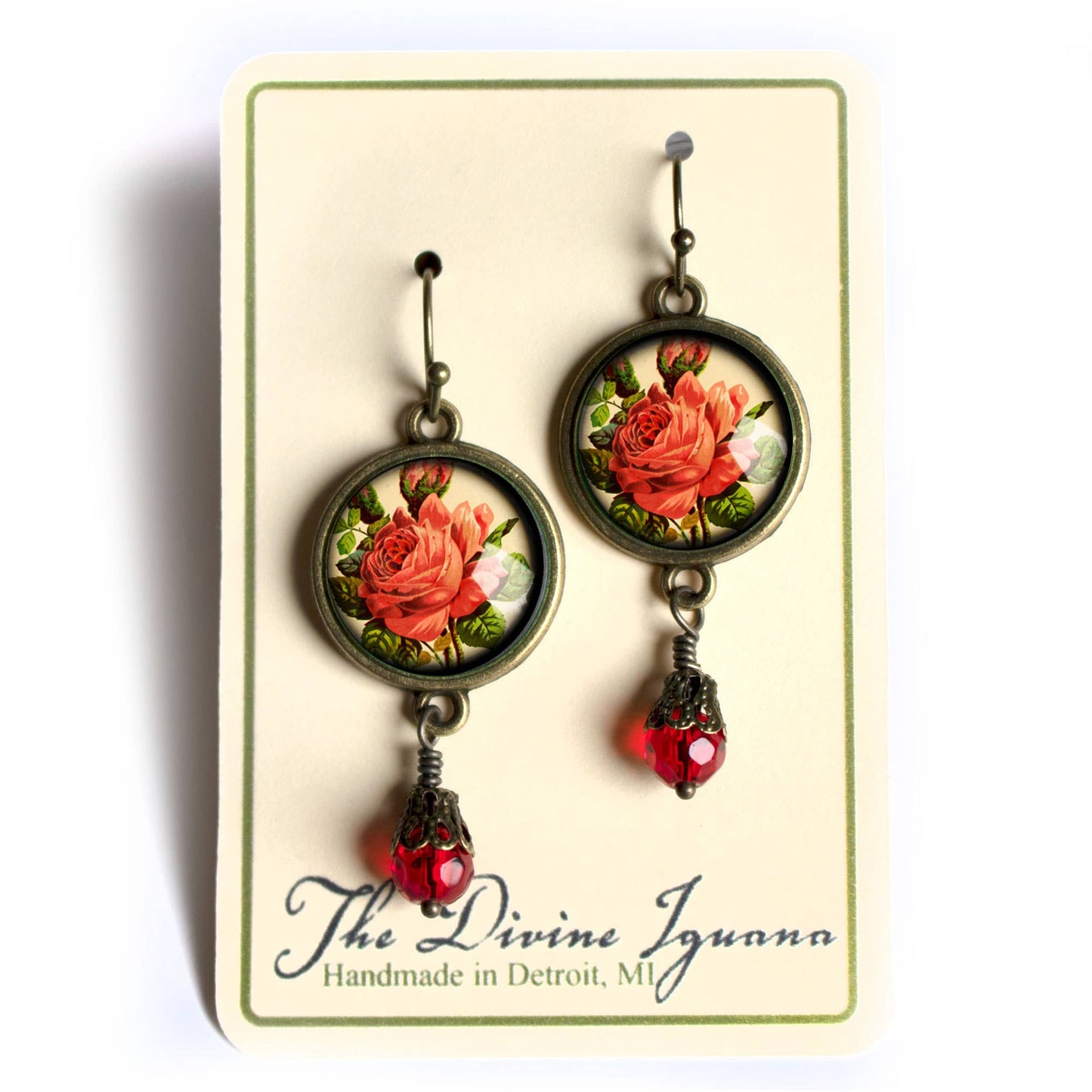 Victorian Tea Rose Earrings - Romantic Floral