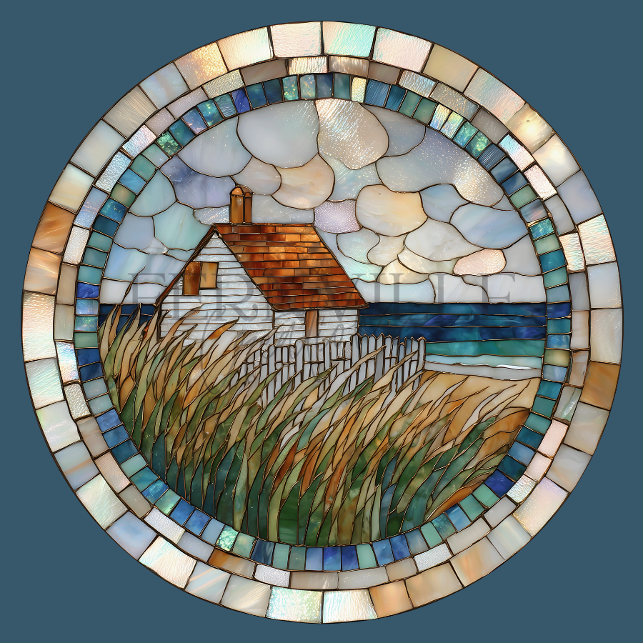 Coastal Cottage Mosaic Ceramic Coaster SET OF 4