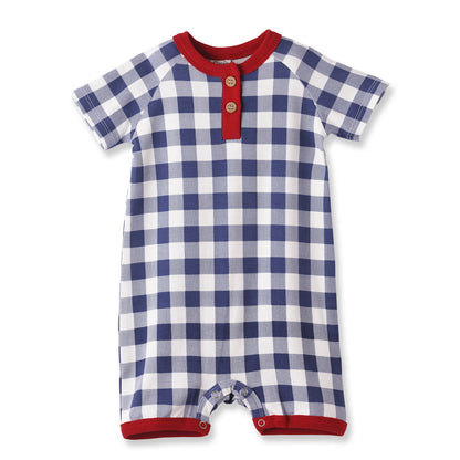 Picnic Plaid Bamboo Henley Shortall Romper
