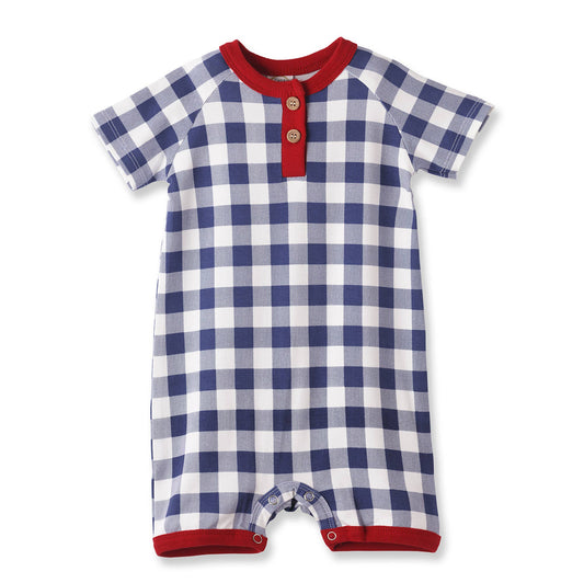 Picnic Plaid Bamboo Henley Shortall Romper