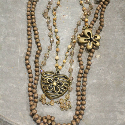 Shades Of All Natural Flower Layered Necklace