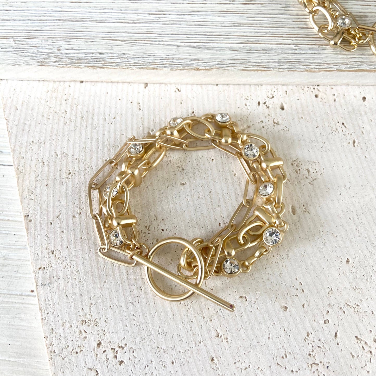 Triple chain crystal bracelet