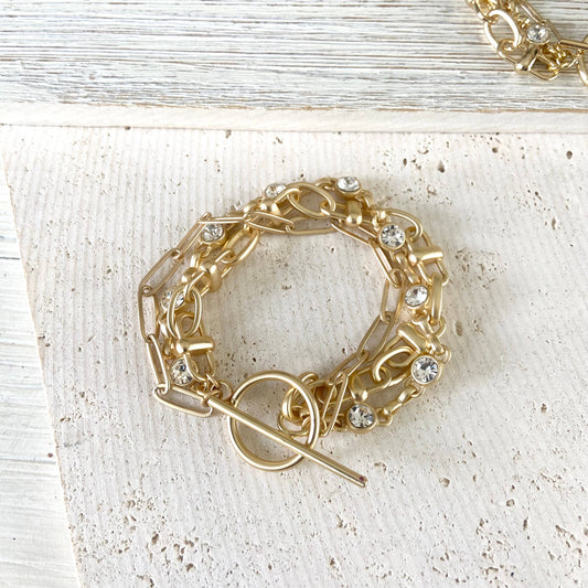 Triple chain crystal bracelet