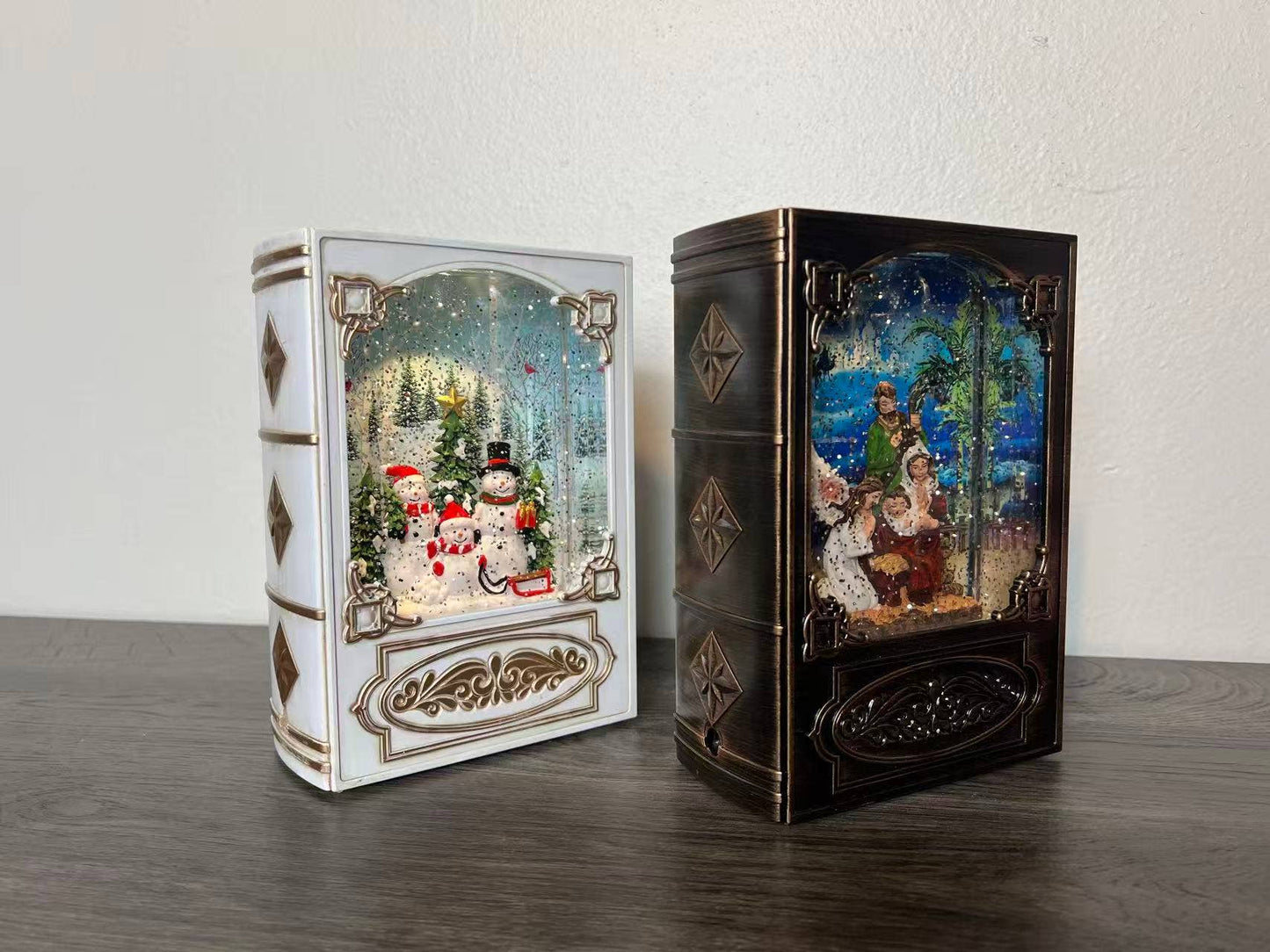 11.6” B/O Lighted Book Glitter Globe - Nativity Home Decor
