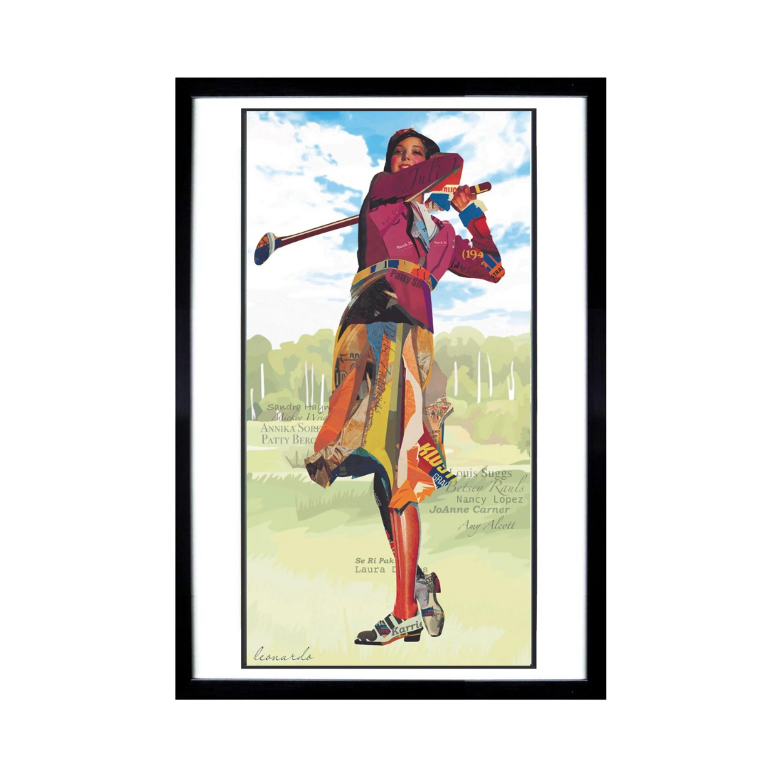 3D Collage Art | Golfer Female (40"x20")