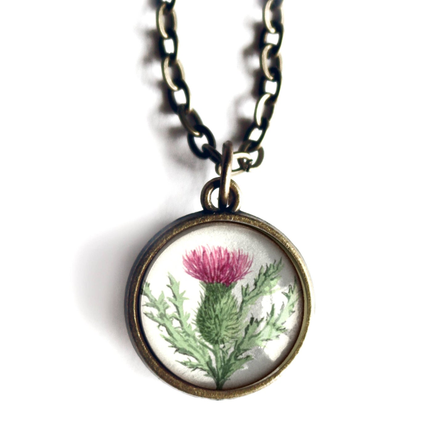 Scottish Thistle Simple Reversible Pendant Necklace