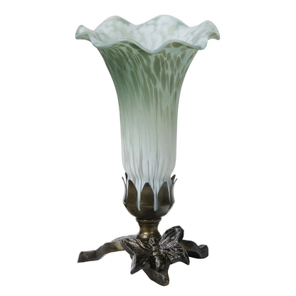 8"H White & Green Lily Glass Butterfly Accent Lamp