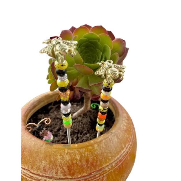 Bumblebee Fairy Garden Beaded Plant Stakes : 13 inch