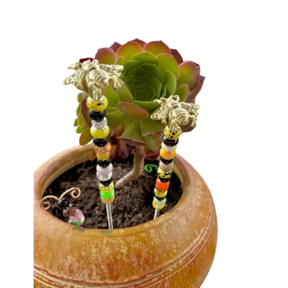 Bumblebee Fairy Garden Beaded Plant Stakes : 13 inch