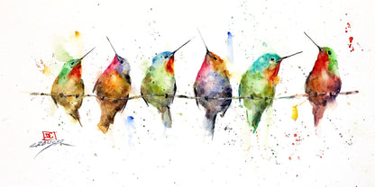 5 x 7" Greeting Card  'HUMMINGBIRDS ON A WIRE'